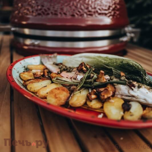 Керамический гриль Monolith Classic Pro serie 2.0 Red с боковыми столиками и подставкой фото 7