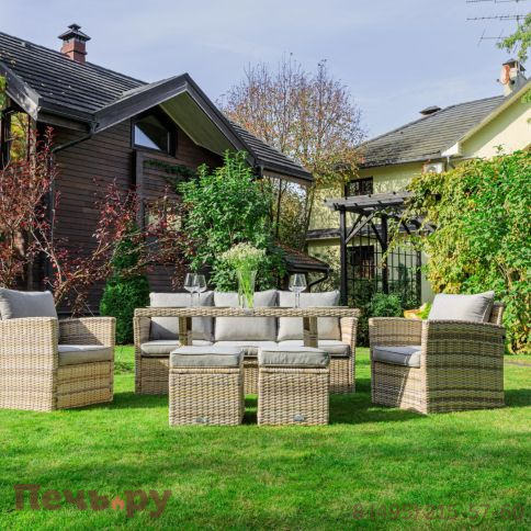 Комплект мебели Royal Family Zoya из искусственного ротанга бежевого цвета фото 3