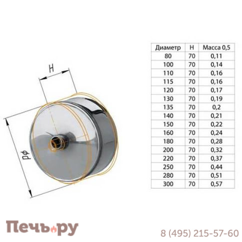 Конденсатоотвод Феррум для трубы 130мм (AISI 430 0,5 мм) Уцененный фото 2