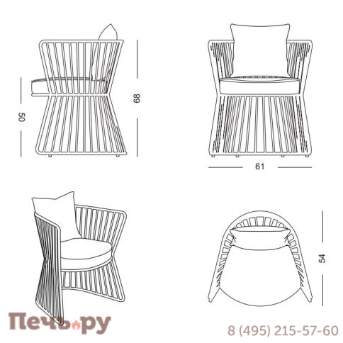 Кресло металлическое с подушками DFN Yucca фото 4