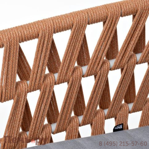 Кресло плетеное из роупа 4SiS Диего, каркас алюминий светло-серый (RAL7035) муар, роуп оранжевый меланж круглый, ткань светло-серая фото 5