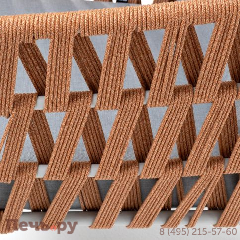 Кресло плетеное из роупа 4SiS Диего, каркас алюминий светло-серый (RAL7035) муар, роуп оранжевый меланж круглый, ткань светло-серая фото 6