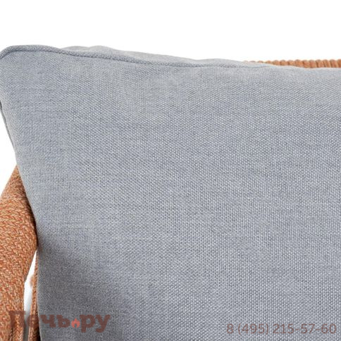 Кресло плетеное из роупа 4SiS Диего, каркас алюминий светло-серый (RAL7035) муар, роуп оранжевый меланж круглый, ткань светло-серая фото 8