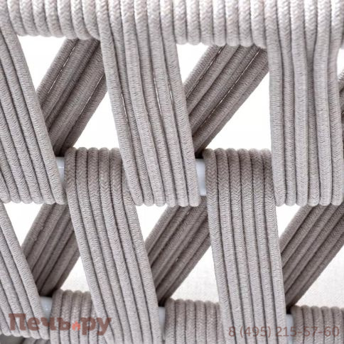 Кресло плетеное из роупа 4SiS Диего, основание дуб, каркас алюминий светло-серый (RAL7035) шагрень, роуп бежевый круглый, ткань бежевая 15052 фото 6