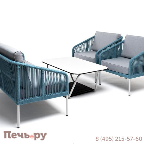 Лаунж-зона 4SiS Канны 4-местная из роупа со столом Глория (молочный), каркас алюминиевый светло-серый, роуп бирюзовый фото 4