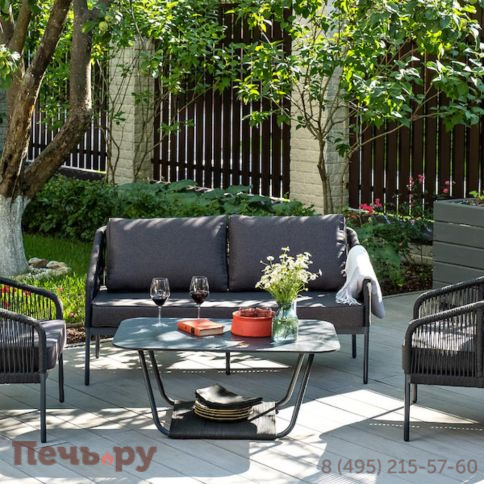 Лаунж-зона 4SiS Канны 4-местная плетеная из роупа (веревки), цвет темно-серый фото 2