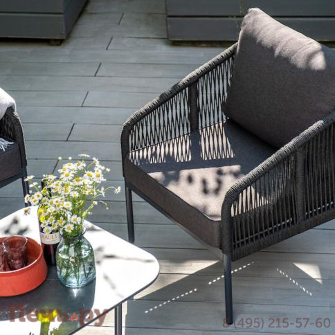 Лаунж-зона 4SiS Канны 4-местная плетеная из роупа (веревки), цвет темно-серый фото 9