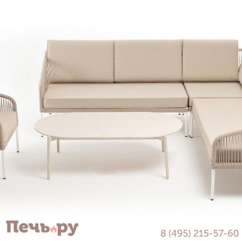 Лаунж-зона 4SiS Канны из роупа (веревки) со столом Диего (молочный), цвет бежевый фото 2