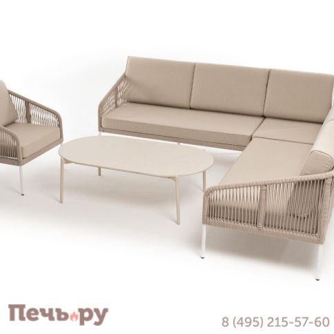 Лаунж-зона 4SiS Канны из роупа (веревки) со столом Диего (молочный), цвет бежевый фото 3
