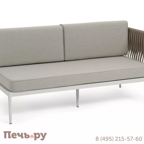 Левый модуль плетеный из роупа 4SiS Касабланка, каркас алюминий светло-серый (RAL7035) муар, роуп серо-коричневый 23мм, ткань бежевая 15052 фото 2