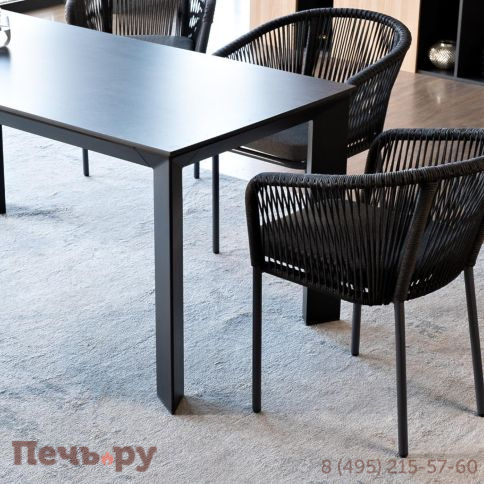 Обеденная группа 4SiS Венето на 4 персоны со стульями Марсель, каркас темно-серый, роуп темно-серый фото 3