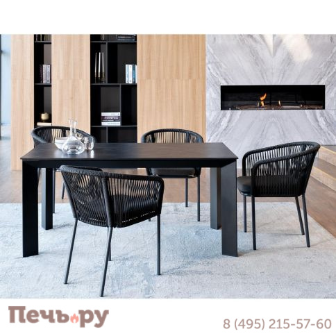 Обеденная группа 4SiS Венето на 4 персоны со стульями Марсель, каркас темно-серый, роуп темно-серый фото