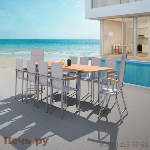 Обеденный комплект Brafritid Lyon-Andy 280B+8R антрацит/натуральный, алюминий/тик фото 6