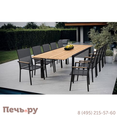 Обеденный комплект Brafritid Nora-Andy 10N антрацит/натуральный, алюминий/тик фото