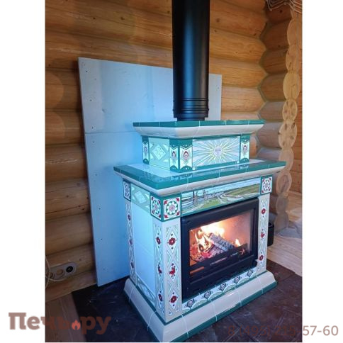 Облицовка камина КимрПечь Билибин пристенный-двухъярусный художественный фото 9