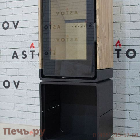 Печь камин Астов Куб (ПК 4581) камень на дровнике фото 4