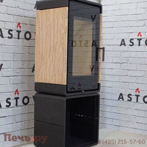 Печь камин Астов Куб (ПК 4581) камень на дровнике фото 5