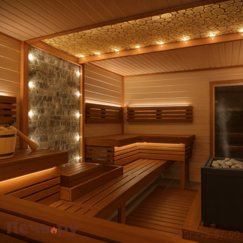 Печь с парогенератором для бани и сауны Lang THERMOS vapo noir 12 кВт (1,5 кВт) фото 2