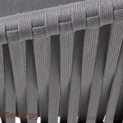 "Бордо" стул плетеный из роупа, каркас алюминий темно-серый (RAL7024) муар, роуп серый 15мм, ткань темно-серая 027 фото 5