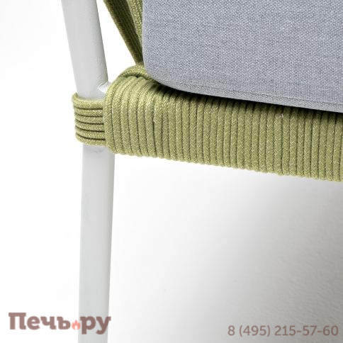 "Диего" диван 2-местный плетеный из роупа, каркас алюминий светло-серый (RAL7035) муар, роуп салатовый меланж круглый, ткань светло-серая фото 10