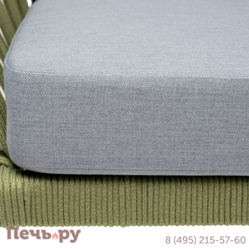 "Диего" диван 2-местный плетеный из роупа, каркас алюминий светло-серый (RAL7035) муар, роуп салатовый меланж круглый, ткань светло-серая фото 9