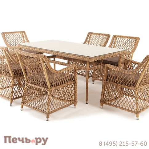 "Латте" обеденная группа плетеная, цвет соломенный фото