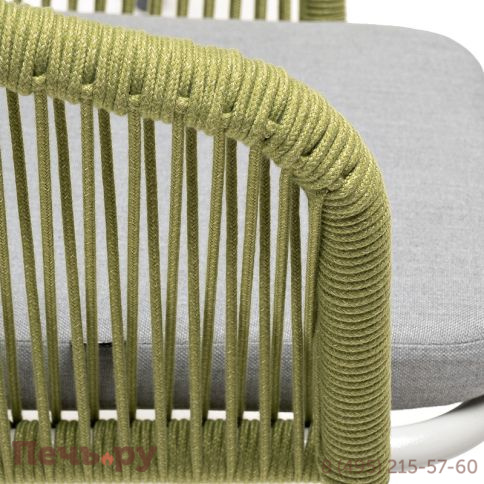 "Марсель" стул плетеный из роупа, каркас алюминий светло-серый (RAL7035) шагрень, роуп салатовый меланж круглый, ткань светло-серая	 фото 8