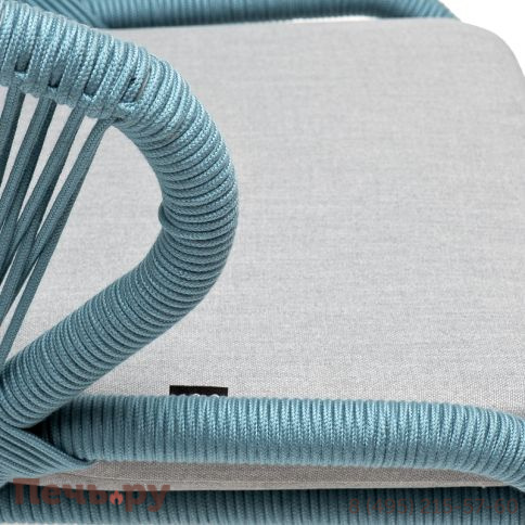 "Милан" стул плетеный из роупа, каркас алюминий светло-серый (RAL7035) муар, роуп бирюзовый круглый, ткань светло-серая фото 6
