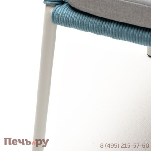 "Милан" стул плетеный из роупа, каркас алюминий светло-серый (RAL7035) муар, роуп бирюзовый круглый, ткань светло-серая фото 8