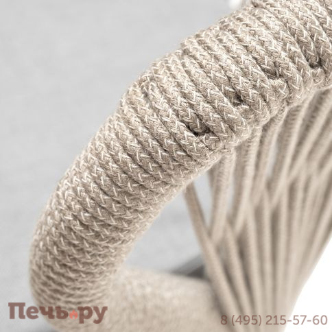 "Милан" стул плетеный из роупа, каркас алюминий светло-серый (RAL7035) муар, роуп серый меланж круглый, ткань светло-серая фото 5