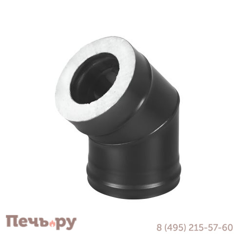 Сэндвич колено 45* Везувий Black Keralux (AISI 430/1.0мм+0.5 мм) 2 секции фото