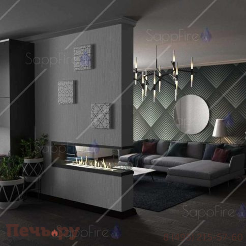 Встраиваемый биокамин SappFire торцевой сквозной 2000 фото 2