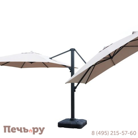 Зонт двухкупольный 4SIS Фабриано 3x3м на алюминиевой опоре, тент темно-серый фото 2