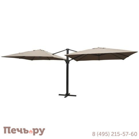 Зонт двухкупольный 4SIS Фабриано 3x3м на алюминиевой опоре, тент темно-серый фото