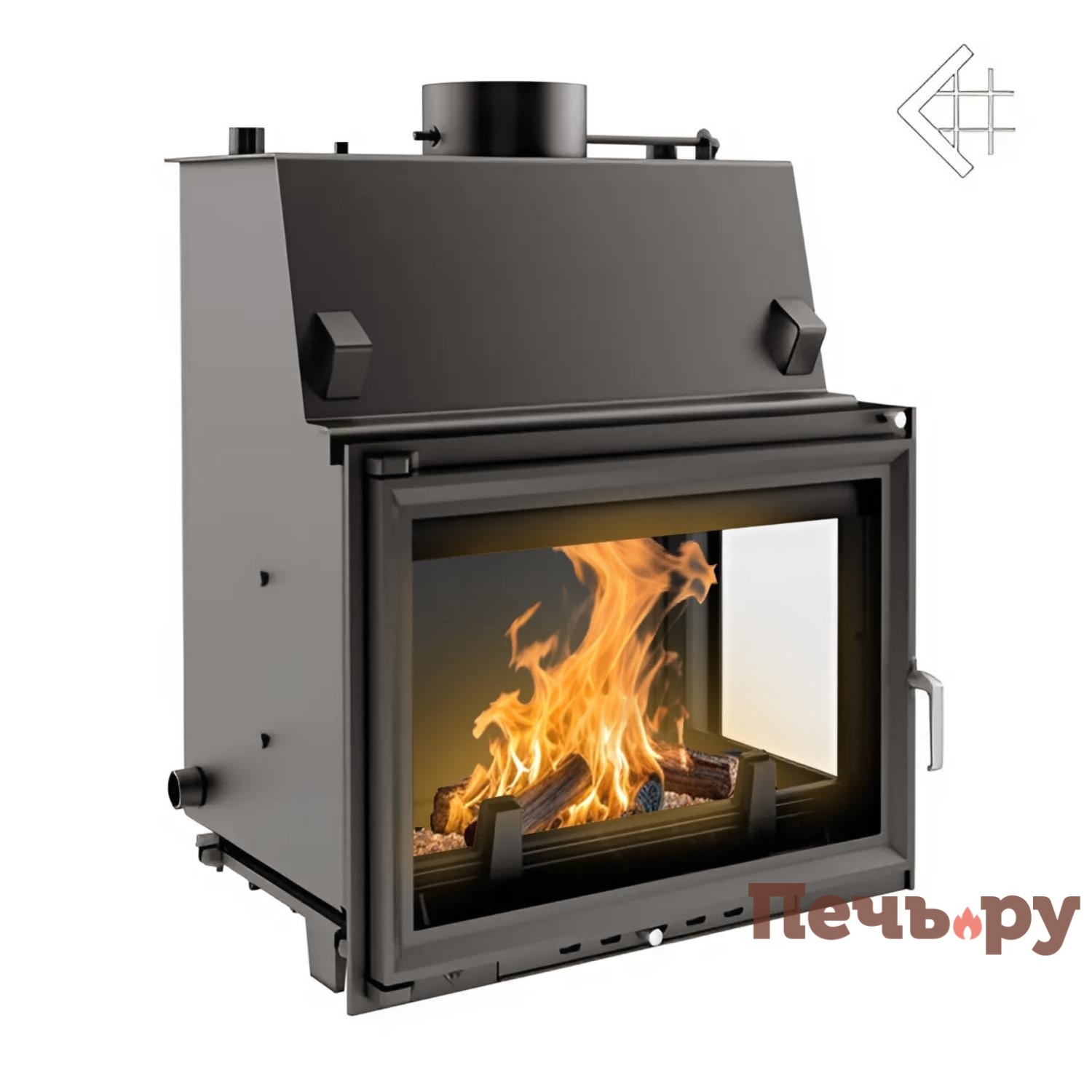 Каминная топка Kratki Zuzia/PW/BP/15/W (стекло справа, змеевик) видео