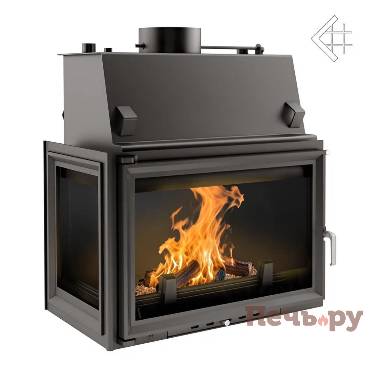 Каминная топка Kratki Oliwia/PW/BL/17/W (стекло слева, змеевик) видео