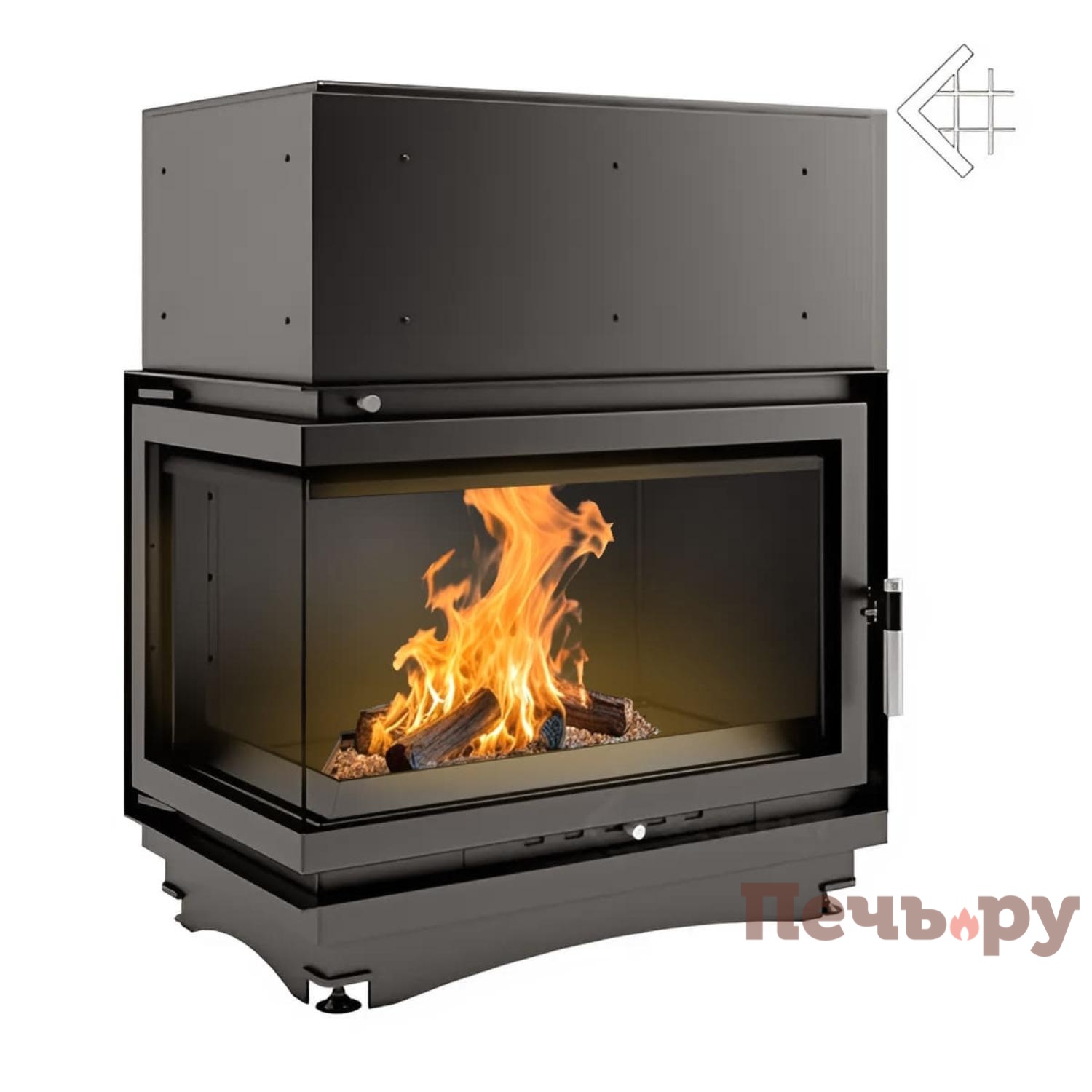 Каминная топка Kratki Oliwia/PW/BL/17/BS/W (угловое стекло слева, змеевик) видео
