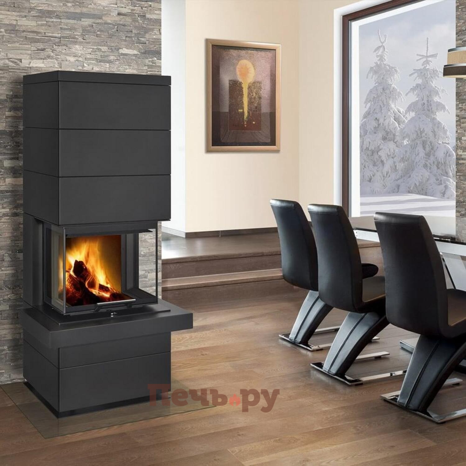 Готовый камин Romotop Cara CSN Akum метал видео