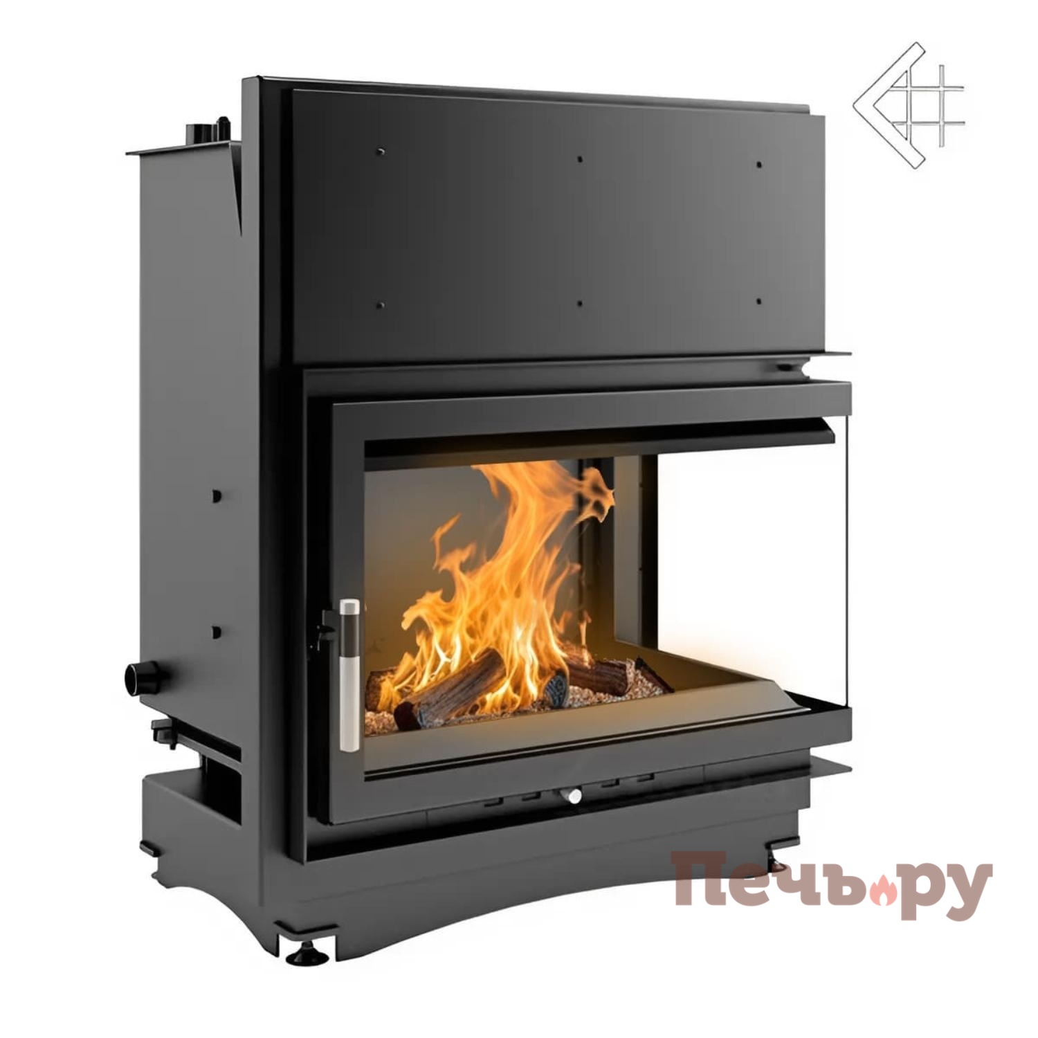 Каминная топка Kratki Oliwia/PW/BP/17/BS/W (угловое стекло справа, змеевик) видео