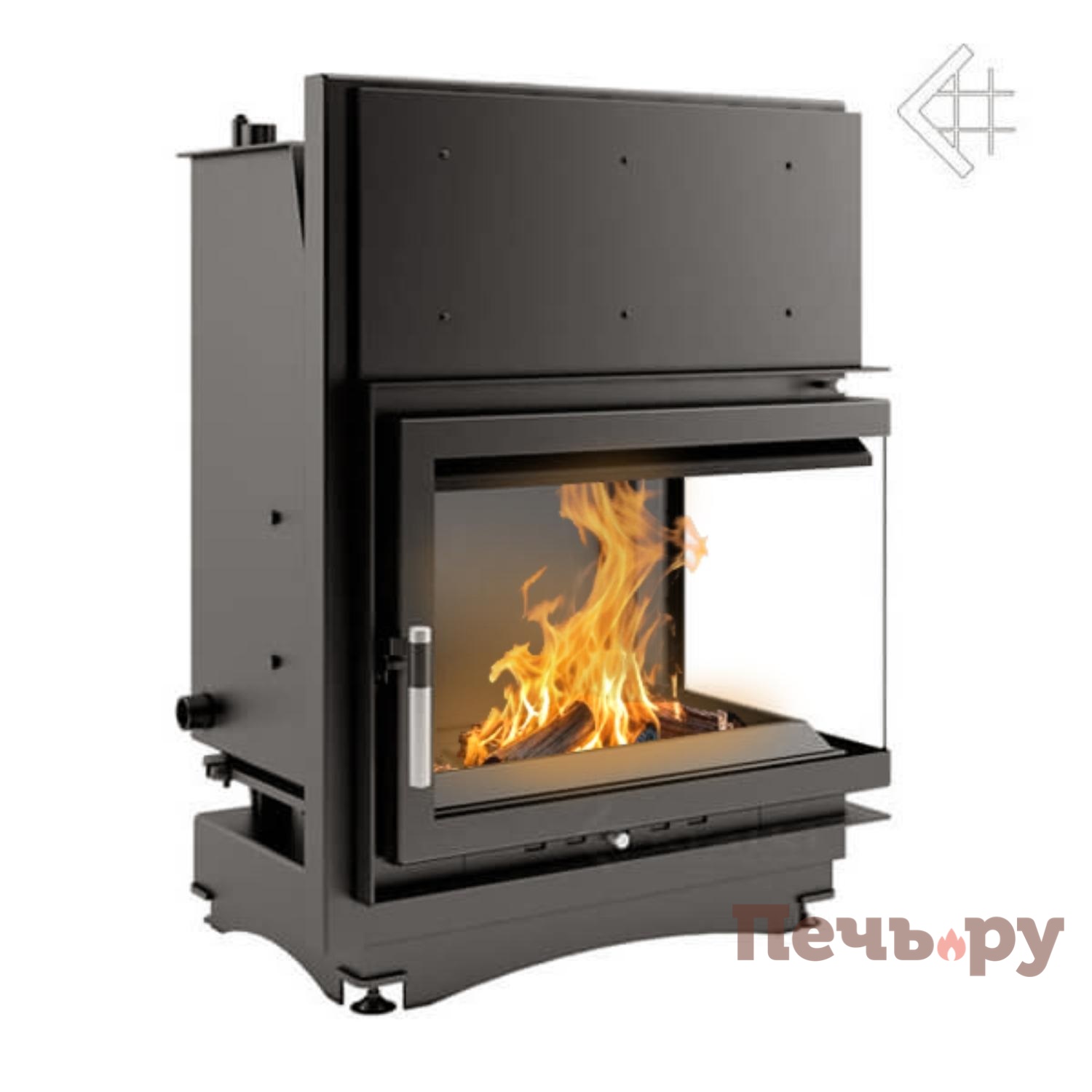 Каминная топка Kratki Zuzia/PW/BP/19/BS/W (угловое стекло справа, змеевик) видео